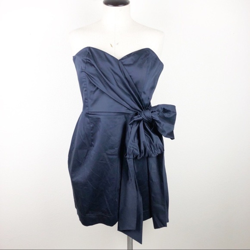 Strapless Bow-Cinching French Connection Navy Dress